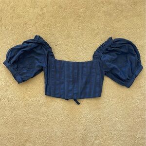King Csilla blue cropped corset top, size M NWT